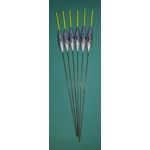 SRG002 Pack of 6 High Quality Pole Floats Chianti Yellow Tip Fiberglass Stem