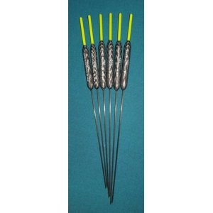SRG009 Pack of 6 High Quality Pole Floats Pencil Yellow Tip Carbon Stem