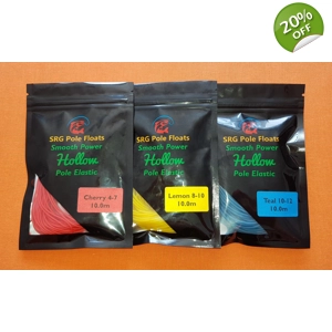 30.0m High Quality MEGA Value Hollow Pole Elastic (10.0m Cherry, Lemon and Teal each)