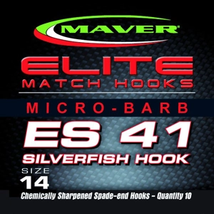 Elite Match Hooks - ES41 Pack of 10 Micro Barb Hooks