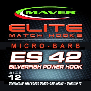 Elite Match Hooks - ES42 Pack of 10 Micro Barb Hooks