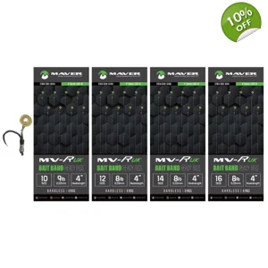 MV-R UK Hooks To Nylon BAIT BAND Ready Rig 4"