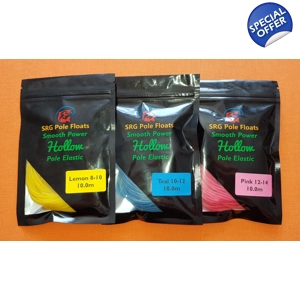 30.0m High Quality MEGA Value Hollow Pole Elastic (10.0m Lemon, Teal and Pink each)