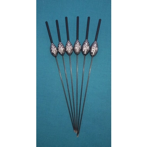 SRG006 Pack of 6 High Quality Pole Floats All-round Black Tip Fiberglass Stem