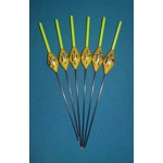 SRG013 Pack of 6 High Quality Pole Floats Diamond Margin Yellow Tip Fiberglass..