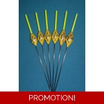 SRG013 Pack of 6 High Quality Pole Floats Diamond Margin Yellow Tip Fiberglass..