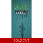 SRG023 Pack of 6 High Quality Pole Floats Diamond Yellow Tip Fiberglass Stem