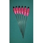 SRG025 Pack of 6 High Quality Pole Floats In-Line Shallow Dibber Black Tip Fib..