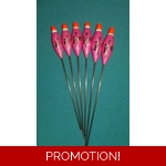 SRG025 Pack of 6 High Quality Pole Floats In-Line Shallow Dibber Red Tip Fiber..