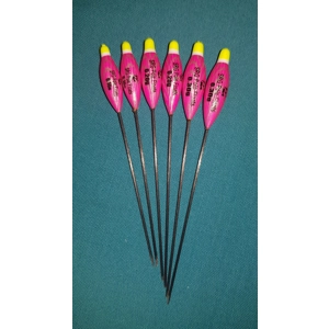 SRG025 Pack of 6 High Quality Pole Floats In-Line Shallow Dibber Yellow Tip Fiberglass Stem
