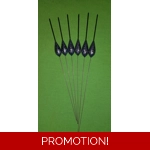 SRG027 Pack of 6 High Quality Pole Floats Long Metal Stem Black Tip