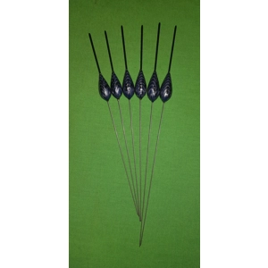 SRG027 Pack of 6 High Quality Pole Floats Long Metal Stem Black Tip