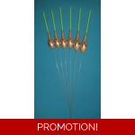 SRG031 Pack of 6 High Quality Pole Floats Long Metal Stem Yellow Tip