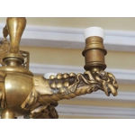 Gothic Spanish antique 4 branch Brass dragon chandelier early 1900s imposing and very substantial fo