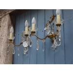 Large pair of Gilt bronze French Antique girandole style wall sconces with twin arms and masses of l