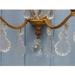 Large pair of Gilt bronze French Antique girandole style wall sconces with twin arms and masses of l