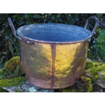 French Antique copper and iron huge cauldron chaudron cooking pot open fire chateau late 1800s