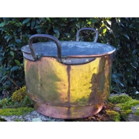 French Antique copper and iron huge cauldron cha..