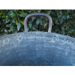 French Antique copper and iron huge cauldron chaudron cooking pot open fire chateau late 1800s