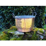 French Antique copper and iron huge cauldron chaudron cooking pot open fire chateau late 1800s