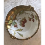 Five antique porcelain plates for berries or desserts hand painted by the artist Gilbert from the Co