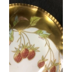 Five antique porcelain plates for berries or desserts hand painted by the artist Gilbert from the Co