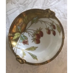 Five antique porcelain plates for berries or desserts hand painted by the artist Gilbert from the Co