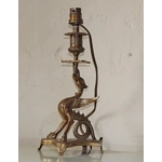 Vintage mid century brass dragon griffin phoenix table lamp with cable switch and plug, coffee table