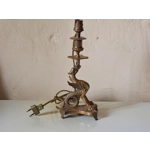 Vintage mid century brass dragon griffin phoenix table lamp with cable switch and plug, coffee table