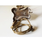 Vintage mid century brass dragon griffin phoenix table lamp with cable switch and plug, coffee table