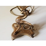 Vintage mid century brass dragon griffin phoenix table lamp with cable switch and plug, coffee table