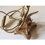 Vintage mid century brass dragon griffin phoenix table lamp with cable switch and plug, coffee table