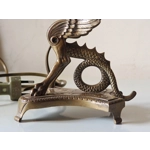 Vintage mid century brass dragon griffin phoenix table lamp with cable switch and plug, coffee table