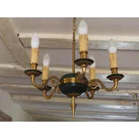 Vintage Empire Style Bronze Chandelier: 5-Arm, G..