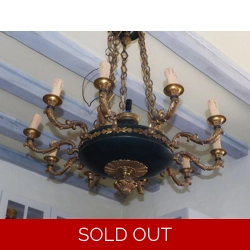 Huge French Empire 10 branch 11 light chandelier in bronze..