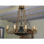 Huge French Empire 10 branch 11 light chandelier in bronze and brass for easy restoration C1950S ver