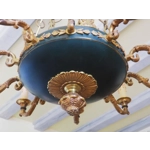 Huge French Empire 10 branch 11 light chandelier in bronze and brass for easy restoration C1950S ver