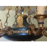 Huge French Empire 10 branch 11 light chandelier in bronze and brass for easy restoration C1950S ver