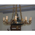 Huge French Empire 10 branch 11 light chandelier in bronze and brass for easy restoration C1950S ver