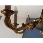 Stylish and elegant vintage 6 Branch Empire style chandelier in green and gilded bronze
