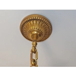 Stylish and elegant vintage 6 Branch Empire style chandelier in green and gilded bronze