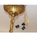 Stylish and elegant vintage 6 Branch Empire style chandelier in green and gilded bronze