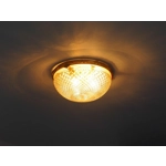 Bronze and cut glass mid century French Louis XVI vintage flush ceiling light plafonnier large heavy