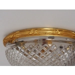 Bronze and cut glass mid century French Louis XVI vintage flush ceiling light plafonnier large heavy