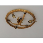 Bronze and cut glass mid century French Louis XVI vintage flush ceiling light plafonnier large heavy