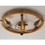 Bronze and cut glass mid century French Louis XVI vintage flush ceiling light plafonnier large heavy