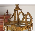 Antique French Louis XVI Style Glass And Bronze Pendant Lamp C1900