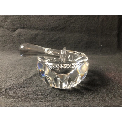 Rare Find: Baccarat Crystal Ashtray, design Mortar and Pestle, Stamped, France