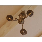 Vintage Italian bronze brass 3 branch female figurine chandelier C1950s