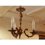 Vintage Italian bronze brass 3 branch female figurine chandelier C1950s